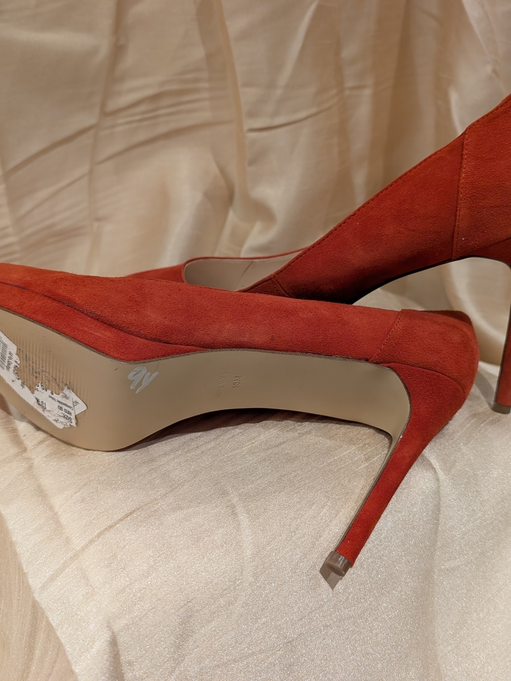 Classic Red Suede High Heel Pumps - Women's Dress Shoes - Picture 5 of 5